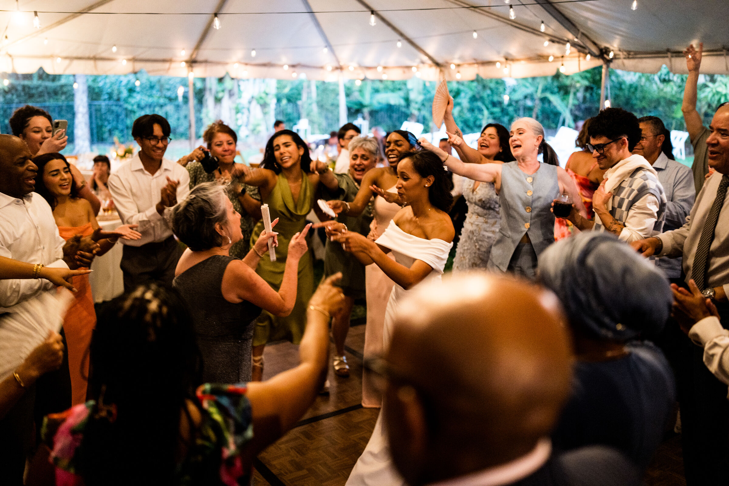 Guests dancing at the reception