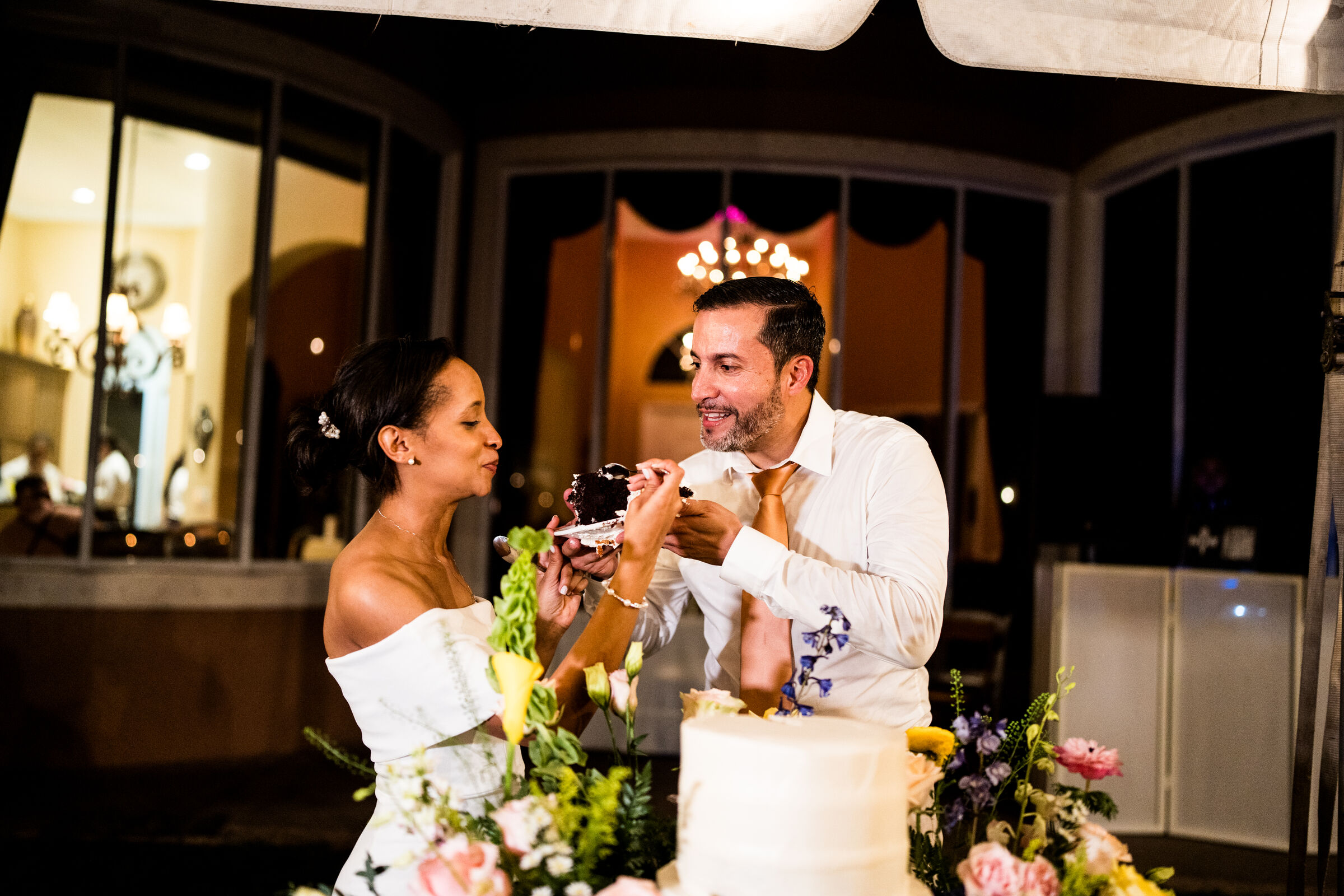 Couple sharing cake